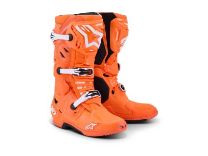 Boty TECH 10 SUPERVENTED, ALPINESTARS (oranžová fluo/černá/bílá) 2026 (Velikosť 44,5)