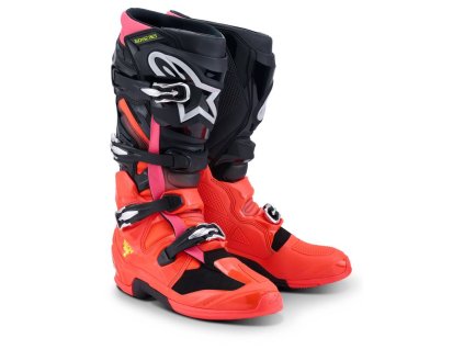 Boty TECH 7, ALPINESTARS (černá/červená fluo/růžová fluo) 2026 (Velikost 43)