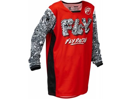 Dres KINETIC MUTANT, FLY RACING - USA 2026 dětské (červená/bílá/černá) (Velikost YS)