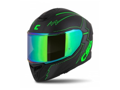Přilba Integral GT 2.1 Flash, CASSIDA (černá matná/zelená fluo/tmavě šedá) plexi s přípravou pro Pinlock 2026 (Velikost 3XL (65 až 66 cm))