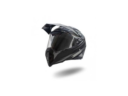 Přilba senior cross s plexi XTR 128 - černá/šedá matná (Velikost S)