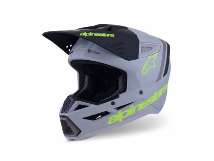 Přilba S-M3 RADIUM, ALPINESTARS (šedá mat/žlutá fluo/černá) 2026 (Velikost S)