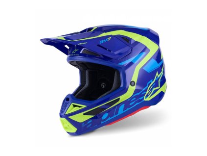 Přilba SUPERTECH S-M7 DEED, ALPINESTARS (modrá/žlutá fluo) 2026 (Velikost S)