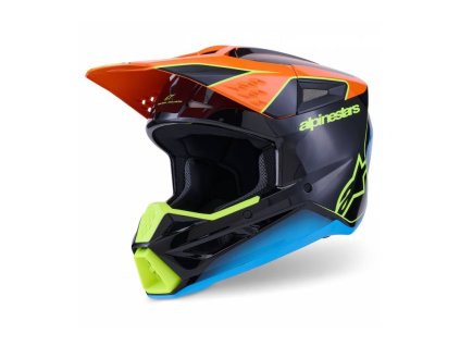 Přilba S-M3 FRAY, ALPINESTARS (černá/oranžová fluo/žlutá fluo/tyrkysová) 2026 (Velikost M)