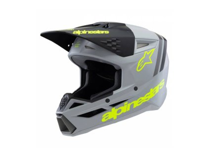 Přilba S-M3 RADIUM, ALPINESTARS, dětská (šedá mat/žlutá fluo/černá) 2026 (Velikost S (obvod 48 - 49 cm))