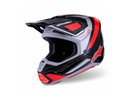 Přilba SUPERTECH S-M7 RISE, ALPINESTARS (černá/stříbrná/červená fluo) 2026 (Velikost XS)