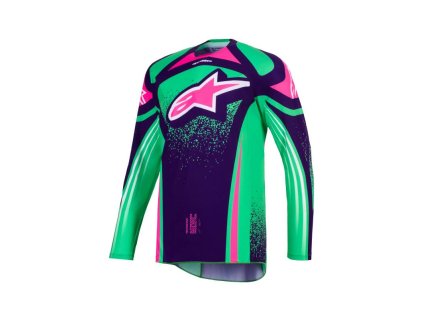 Dres TECHSTAR NOMUR, ALPINESTARS (tmavě fialová/zelená/růžová fluo) 2026 (Velikost S)