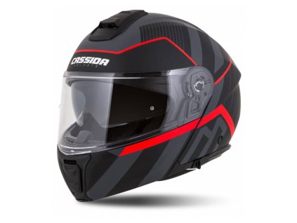 Přilba Modulo 2.1 Profile, CASSIDA (černá matná/šedá/červená, plexi s přípravou pro Pinlock) 2026 (Velikost 2XL (63 až 64 cm))