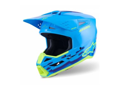 Přilba S-M3 FORCE, ALPINESTARS (modrá/žlutá fluo) 2026 (Velikost M)