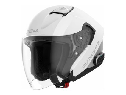 Mesh přilba s headsetem Outstar 2, SENA (lesklá bílá) (Velikost S)