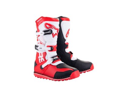 Boty TECH TRIAL, ALPINESTARS (bílá/červená fluo/černá) 2025