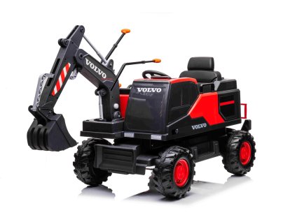 110853 elektricky bager volvo excavator 12v s podkopovou lyzicou jednomiestne cerveny makke kozenkove sedadlo mp3 prehravac s usb sd aux vstupom zadny pohon 2 x 35w motor eva kolesa 12v 14ah bateria