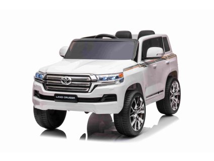 110865 elektricke auticko toyota landcruiser 12v biele kozenkove sedadlo 2 4 ghz dialkove ovladanie usb aux vstup odpruzenie 12v bateria makke eva kolesa 2 x 35w motor original licencia