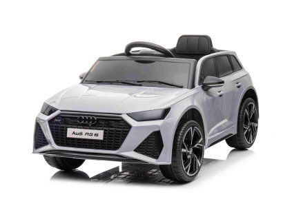 110883 elektricke auticko audi rs6 12v kozenkove sedadlo 2 4 ghz dialkove ovladanie usb vstup led svetla 12v bateria makke eva kolesa 2 x motor sivy original licencia