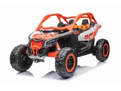 110919 elektricke auticko can am maverick oranzovy dvojmiestne odpruzena predna a zadna naprava 2 4 ghz dialkove ovladanie prenosna bateria 4 x 35w motory eva kolesa kozenkove sedadla mp3 prehravac so vstupom usb sd licencovane