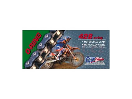 řetěz 428OR, ČZ - ČR (barva černá, 126 článků vč. rozpojovací spojky CLIP)