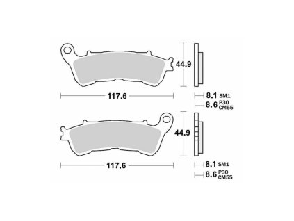 Brzdové destičky, BRAKING (sinterová směs CM55) 2 ks v balení