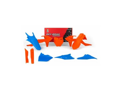 Sada plastů KTM, RTECH (oranžovo-modrá, 7 dílů vč. krytů vidlic)