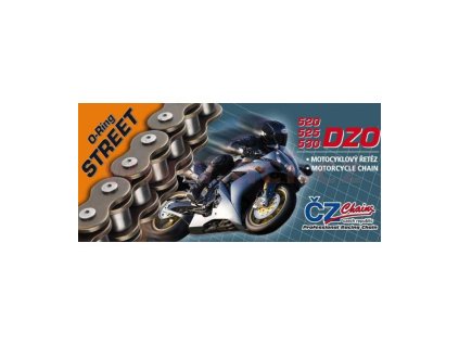 řetěz 525DZO, ČZ - ČR (barva černá, 120 článků vč. nýtovací spojky RIVET)