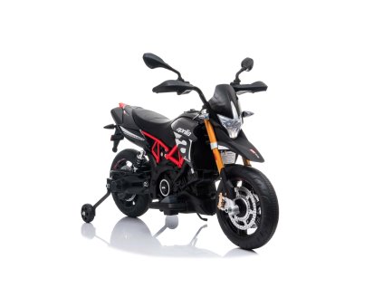 143913 elektricka motorka aprilia dorsoduro 900 licencovane 12v bateria eva makke kolesa 2 x 18w motor odpruzenie kovovy ram kovova vidlica pomocne kolieska sive