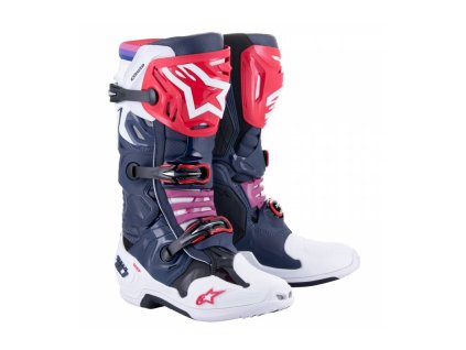 Boty TECH 10 SUPERVENTED, ALPINESTARS, perforované (tmavě modrá/bílá/červená/fialová) 2025