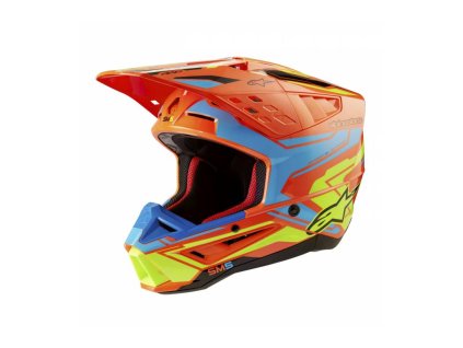 Přilba S-M5 ACTION 2, ALPINESTARS (oranžová fluo/světle modrá/žlutá fluo) 2026