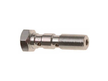 Průtokový šroub dvojitý M10 x 1 mm (pochromovaná ocel)