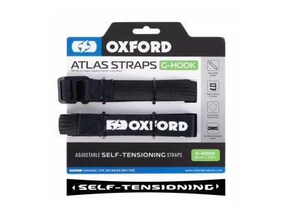 Zavazadlové popruhy Atlas G-Hook, 2 ks, OXFORD (černá, 26mm x 2m)