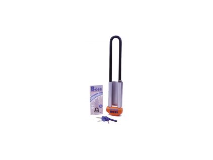 Zámek na sněžné skútry SNOWBOSS SSF, OXFORD (oranžová, sada vč. držáku na zámek, průměr čepu 15 mm, pro š. pásu do 520 mm)
