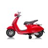Elektrická motorka Vespa 946 aj so spätným chodom, červené, s pomocnými kolesami, Licencované, 2 x6V Batéria,2x 30W Motor, Koženkové sedadlo, MP3 Prehrávač s USB vstupom (Farba biele)