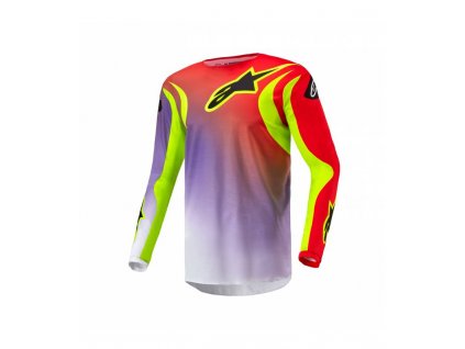 Dres FLUID LUCENT, ALPINESTARS (bílá/fialová/červená/žlutá fluo/černá) 2024 (Velikost S)