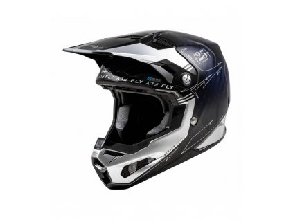 Přilba FORMULA S CARBON, FLY RACING - USA (modrá/stříbrná) (Velikost M)