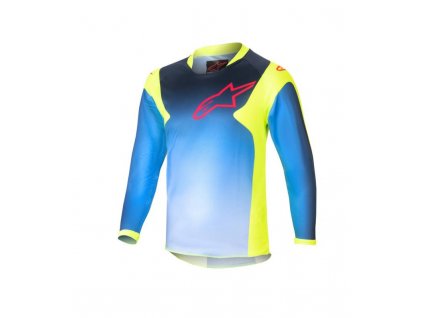 Dres RACER HOEN KIDS, ALPINESTARS, dětský (žlutá fluo/tmavě modrá) 2024 (Velikost 2XS)