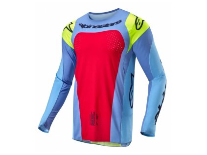 Dres TECHSTAR OCURI, ALPINESTARS (světle modrá/žlutá fluo/červená) 2024 (Velikost XL)