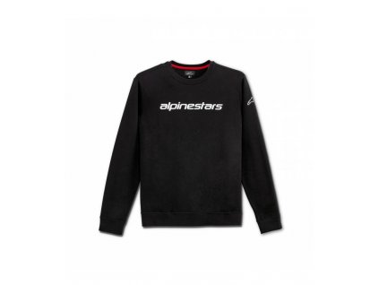Mikina LINEAR CREW FLEECE, ALPINESTARS (čierna/biela) (Veľkosť M)