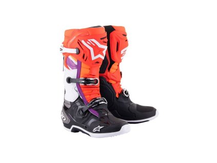 Boty TECH 10, ALPINESTARS (oranžová/žlutá/fialová/bílá/černá) 2024- 40,5 (Veľkosť 40,5)