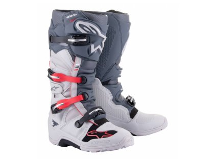 Boty TECH 7 ENDURO, ALPINESTARS (šedá/červená fluo/černá) 2024 (Velikost 42)