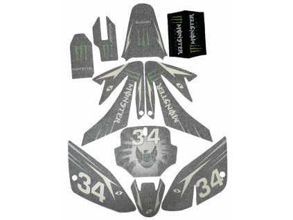 Polepy pitbike MONSTER - čierna (Farba čierna)