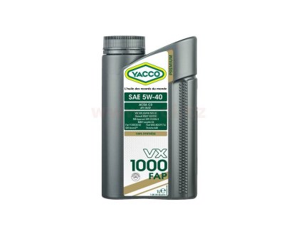 motorovy olej yacco vx 1000 fap 5w40 1 l