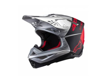 Prilba SUPERTECH S-M10 FLOOD, ALPINESTARS (strieborná/čierna matná/oranžová fluo) 2024 (Veľkosť L (obvod 59 - 60 cm))