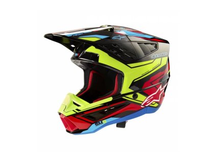 Přilba S-M5 ACTION 2, ALPINESTARS (žlutá fluo/červená fluo) 2024 (Veľkosť S (obvod 55 - 56 cm))