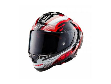 Přilba SUPERTECH R-10 TEAM, ALPINESTARS (karbon/červená/bílá) 2024 (Velikost S (obvod 55 - 56 cm))