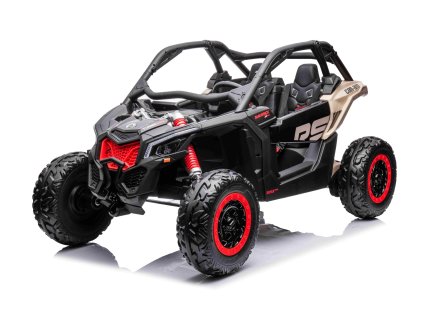 Elektrické autíčko Can-am Maverick 24V, čierny, dvojmiestne, odpružená predná a zadná náprava, 2,4 Ghz diaľkové ovládanie, Prenosná lítiová batéria, 4 x 35W Motory, EVA kolesá, koženkové sedadlá, MP3 prehrávač so vstupom USB/SD, Licencované
