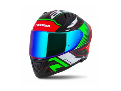 Prilba Aero Drome, CASSIDA (čierna met./červená/zelená/biela) 2025 (Veľkosť XS (53 až 54 cm))