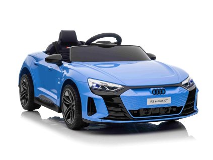 Elektrické autíčko Audi RS E-tron GT 12V, modré, široké jednomiestne sedadlo, 2,4 GHz diaľkové ovládanie, USB / AUX Vstup, Bluetooth, Odpruženie, Lítiová batéria, LED svetlá, 2 X 25W Motor, ORIGINÁL licencia