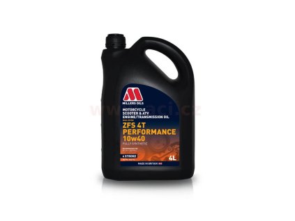 millers oils plne synteticky olej pro 4 takt motory motocyklu motorsport zfs 4t performance 10w40 4l