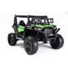Elektrické autíčko UTV 24V, zelené, dvojmiestne, 2 x 200 W Motor, EVA kolesá, odpružené nápravy, ektrická brzda, čalúnené sedadlo, 2,4 GHz DO, LED Svetlá, USB, AUX