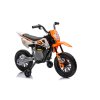 Elektrická Motorka MOTOCROSS, Oranžová, 12V batéria, EVA mäkké kolesá, Koženkové sedadlo, 2 x 25W Motor, Odpruženie, Kovový rám, MP3 Prehrávač s Bluetoothom, pomocné kolieska