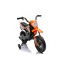 Elektrická Motorka MOTOCROSS, Oranžová, 12V batéria, EVA mäkké kolesá, Koženkové sedadlo, 2 x 25W Motor, Odpruženie, Kovový rám, MP3 Prehrávač s Bluetoothom, pomocné kolieska