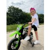 Elektrická Motorka MOTOCROSS, Oranžová, 12V batéria, EVA mäkké kolesá, Koženkové sedadlo, 2 x 25W Motor, Odpruženie, Kovový rám, MP3 Prehrávač s Bluetoothom, pomocné kolieska